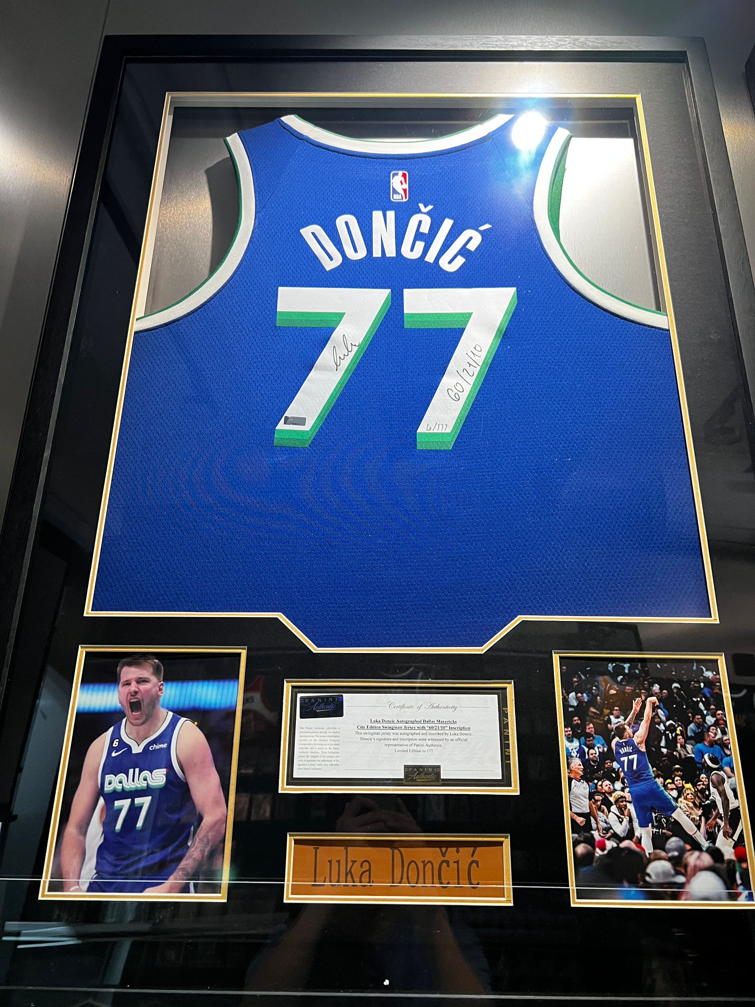 Luka Doncic Autographed Dallas Mavericks City Edition Swingman Jersey with "60/21/10" Inscription ~Limited Edition to 177~